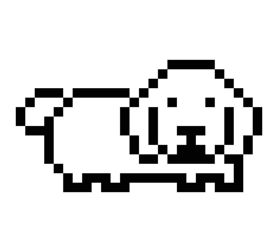 Cartoon decoration cute dog hound canine puppy pet 8 bit decoration pixel art. vector