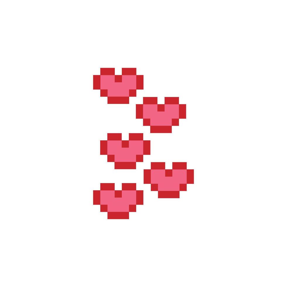 Heart cute spirit happy health love heart decor 8 bit pixel art. vector
