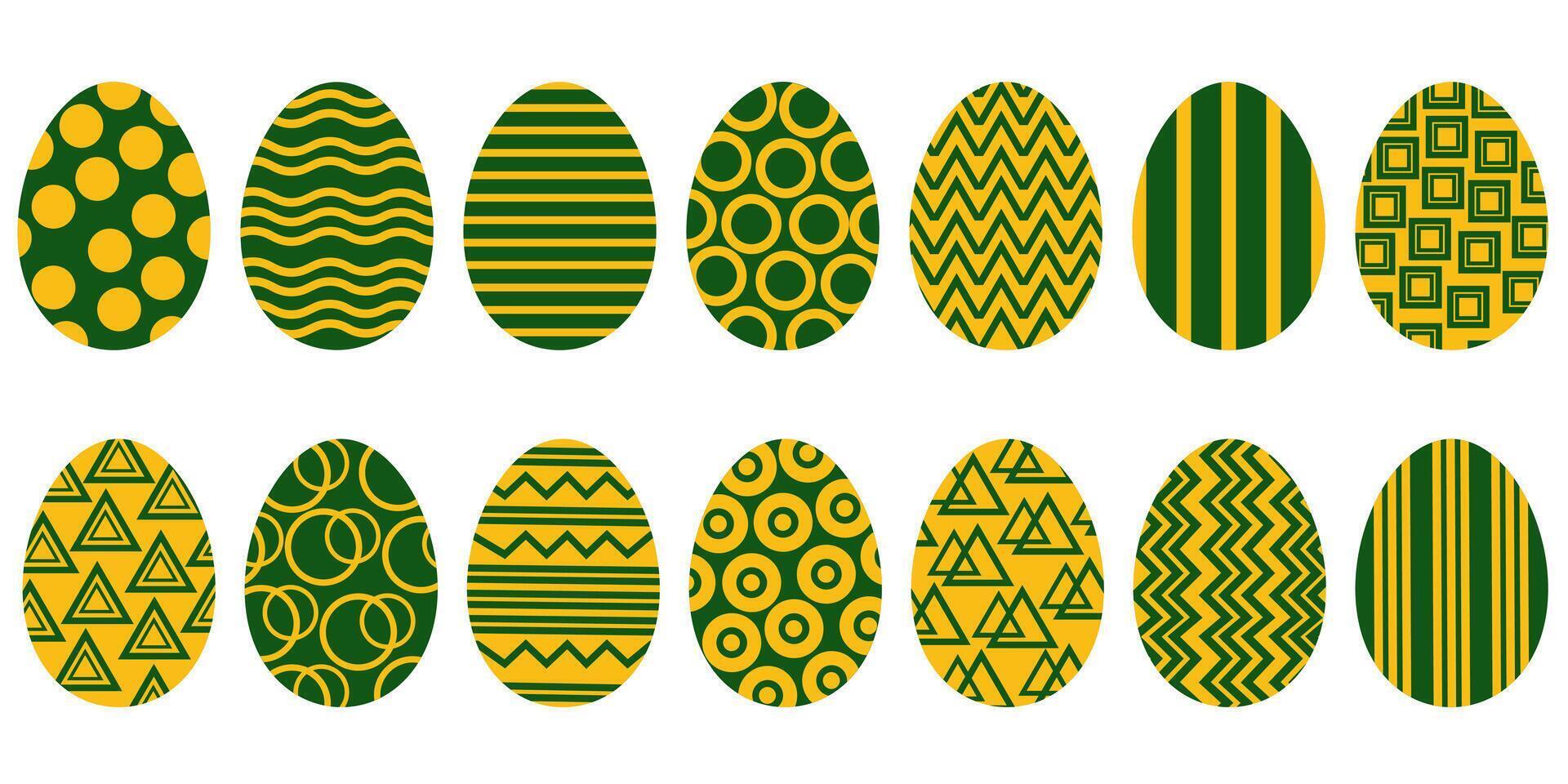 Set of Easter eggs with simple horizontal patterns, Traditional holiday symbols for design vector