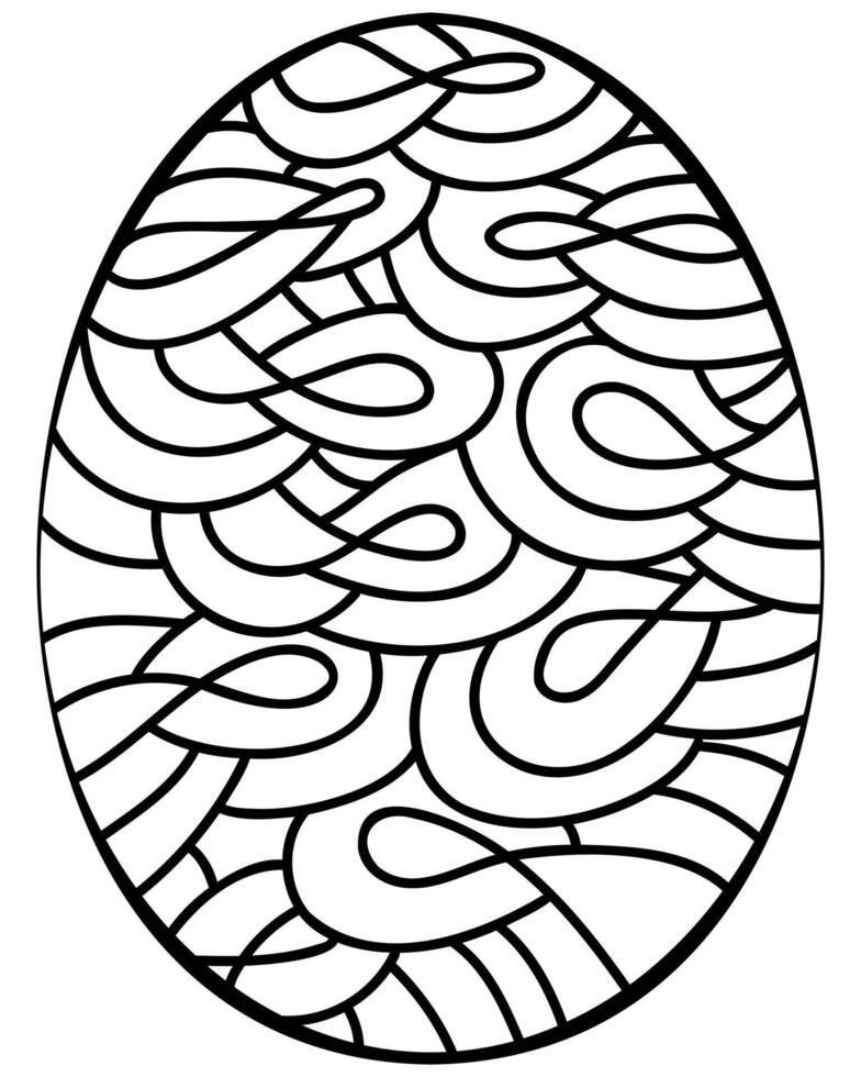 Outline Easter egg in doodle style with loops, creative coloring page for holiday activity or design vector