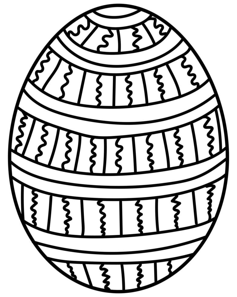 Outline Easter egg with fantasy doodle patterns, creative coloring page for holiday activity vector