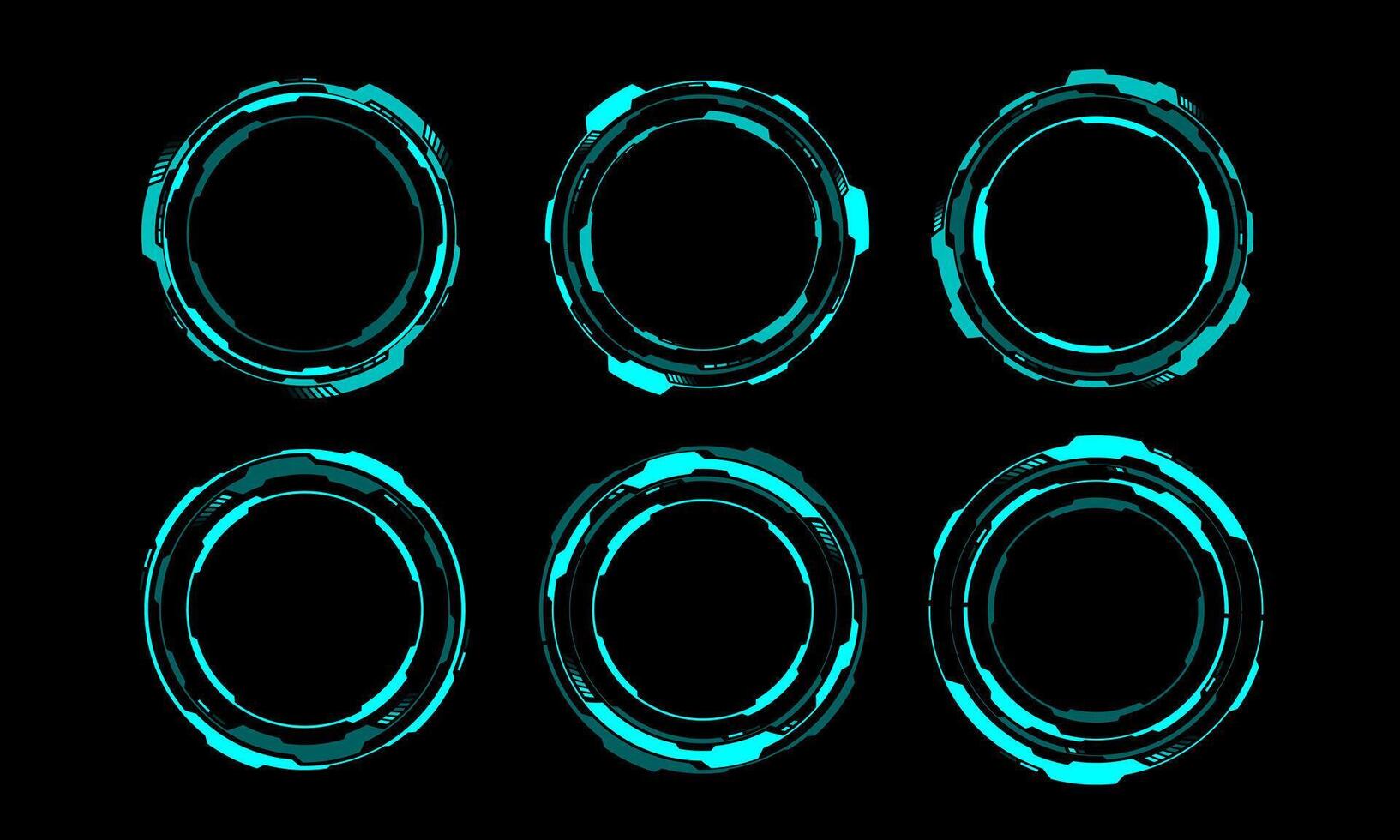 Blue circle user interface elements technology futuristic design modern creative on black background vector