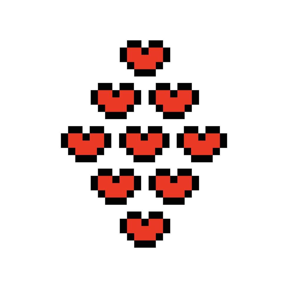 Pixel art design heart cute spirit happy health love heart pixel art icon minimal. vector