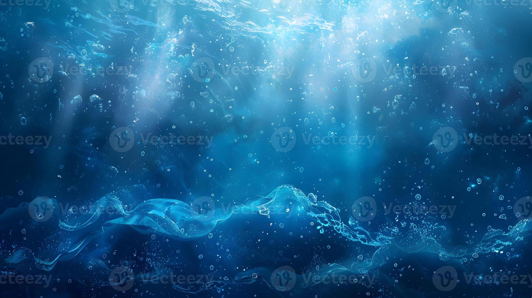 Bubbles float in the shining water, creating a peaceful underwater landscape photo