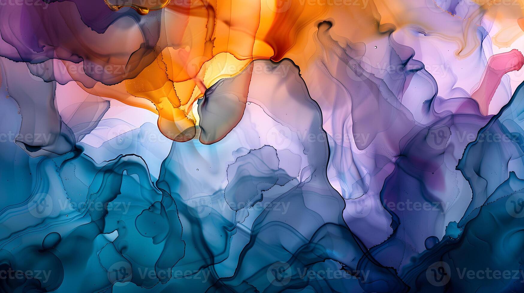 Abstract Fluid Art with Vibrant Colors and Soft Blending photo