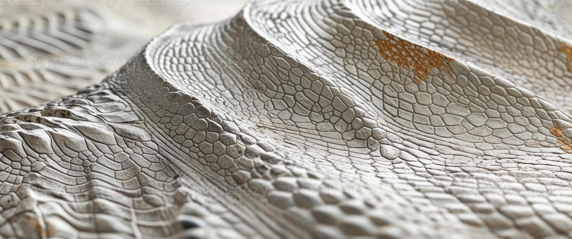 Angled close up of reptile like textured stone surface. photo