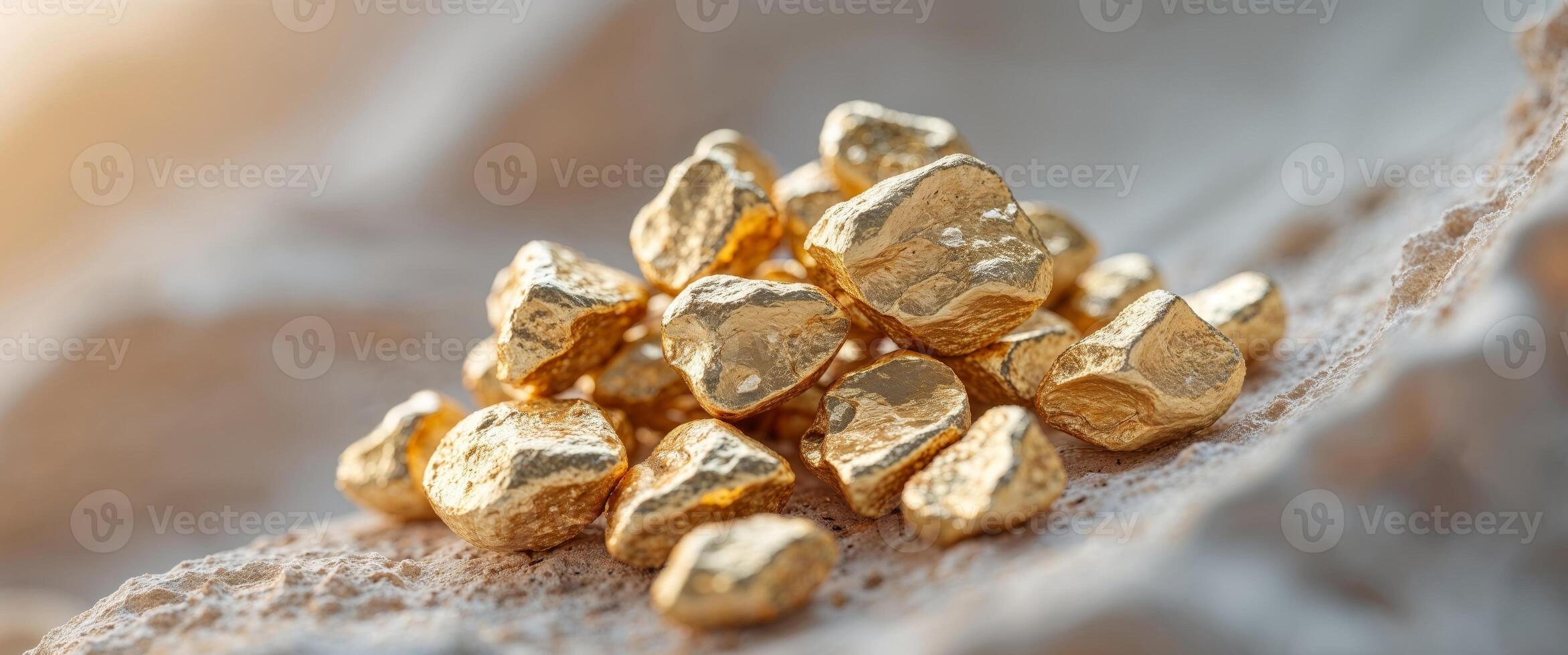 golden nuggets closeup background textured. photo