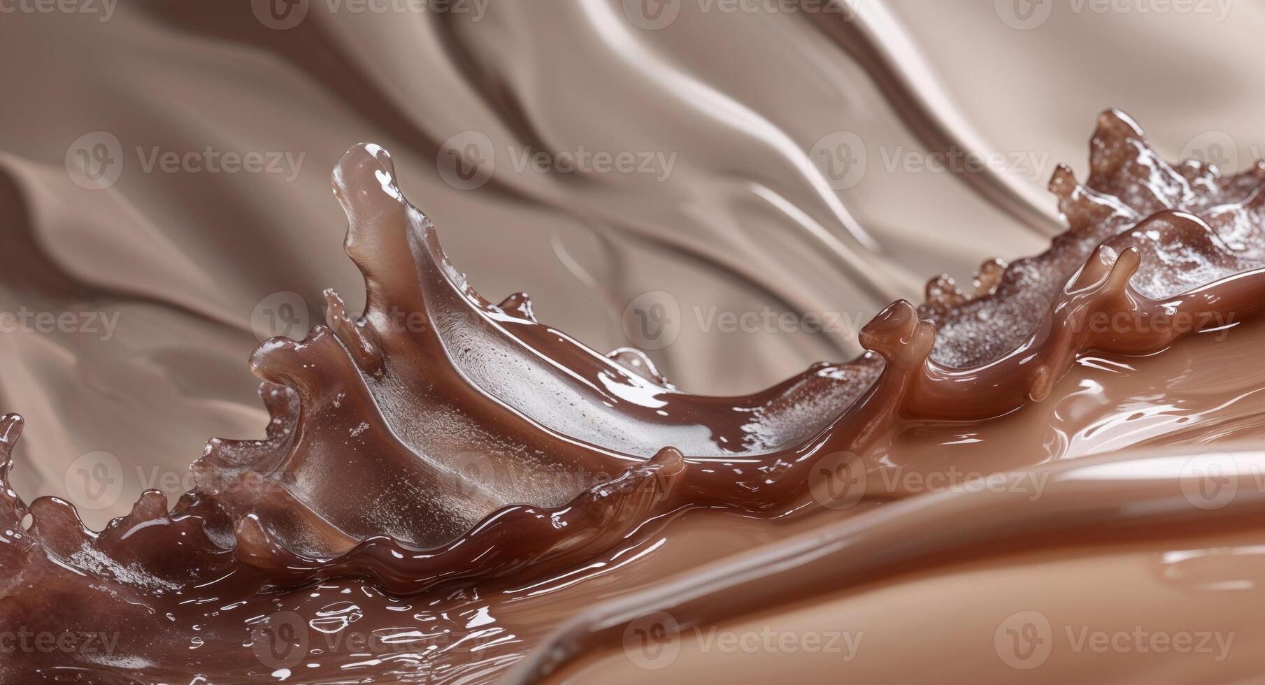 A close up of chocolate liquid splashing on a surface photo