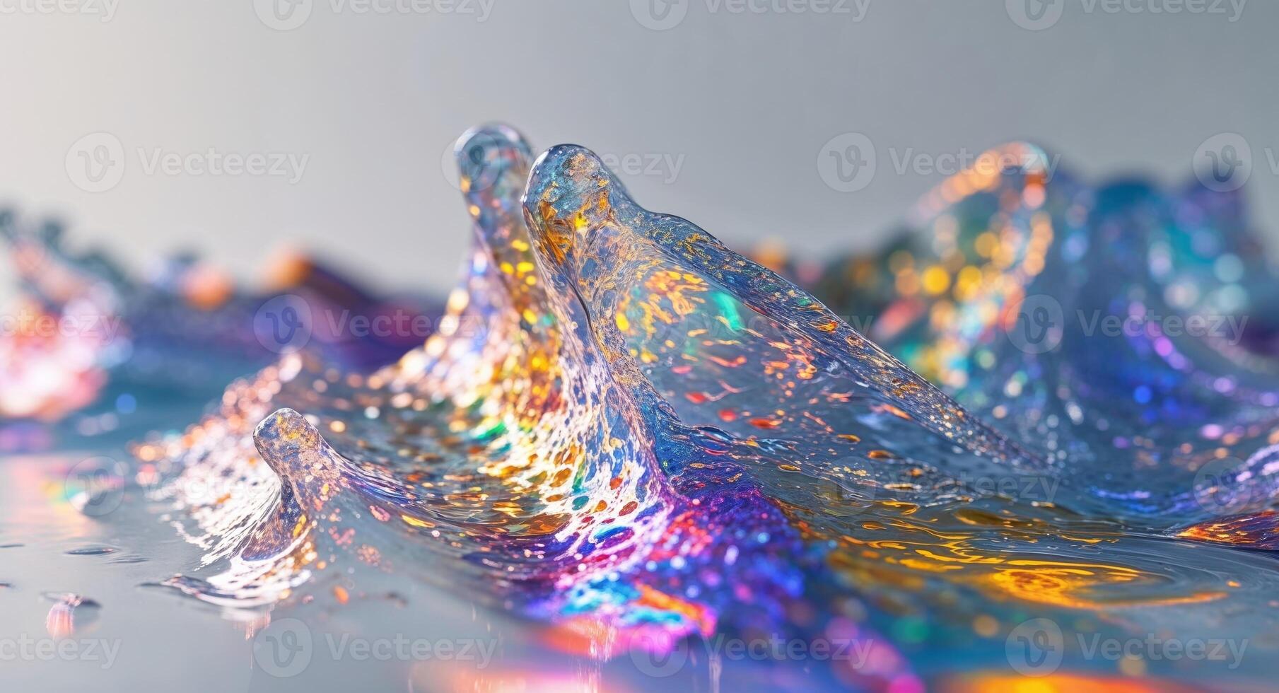 A wave of colored liquid is shown in the water photo