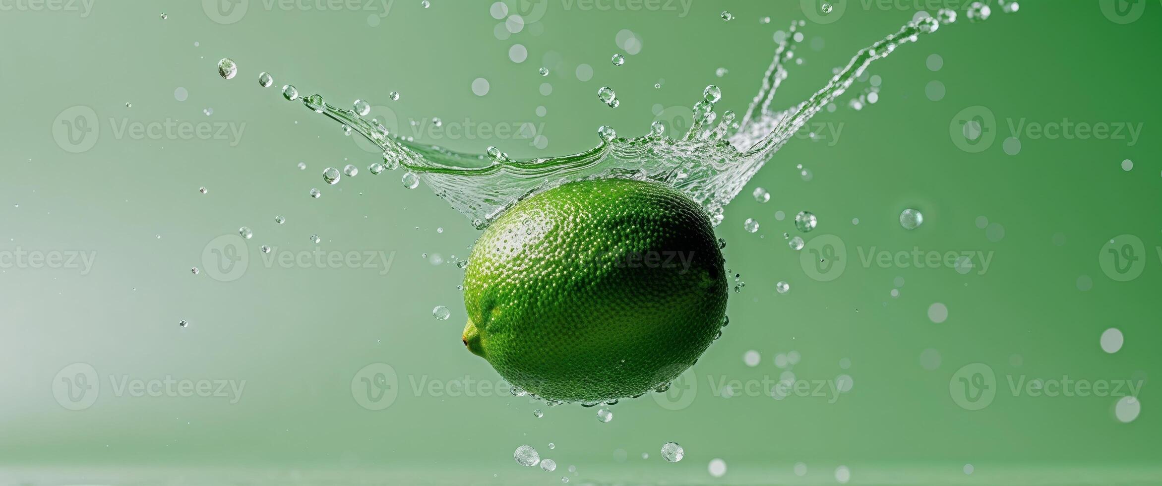 A lime is being splashed with water photo