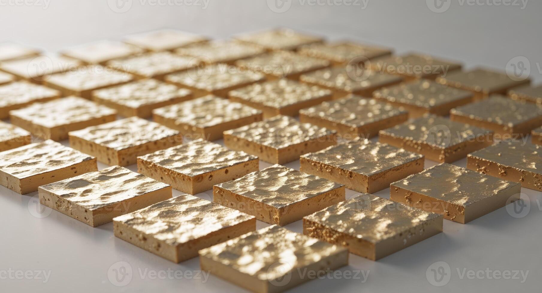 Golden geometric grid with textured squares creates abstract design photo