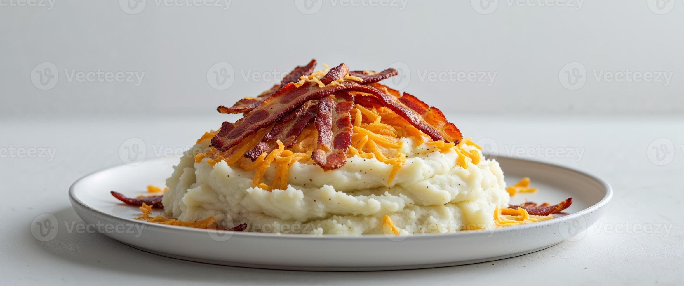 Creamy Mashed Potatoes Topped with Crispy Bacon and Cheese photo