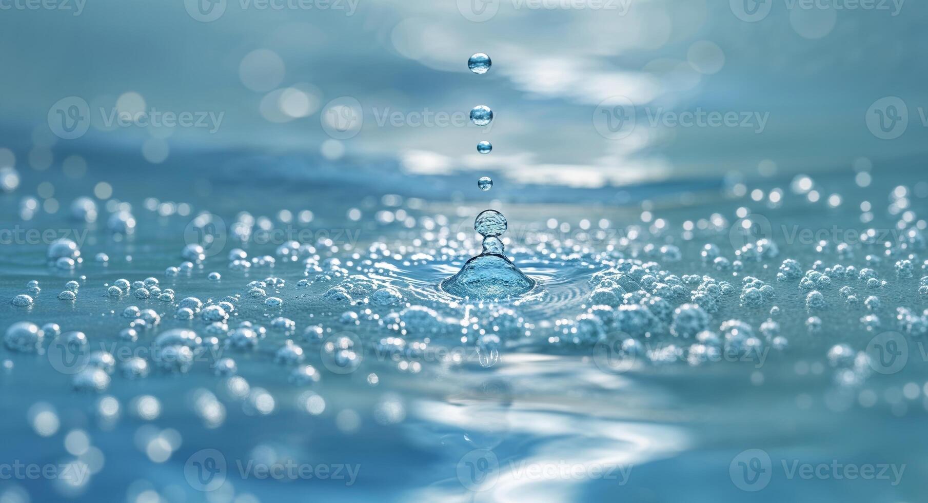 The water is blue and has a lot of bubbles photo