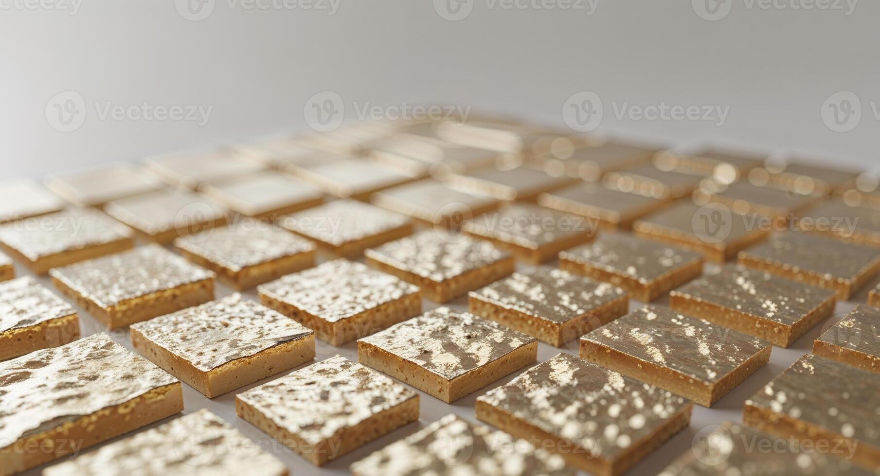 Golden geometric grid with textured squares creates abstract design. photo