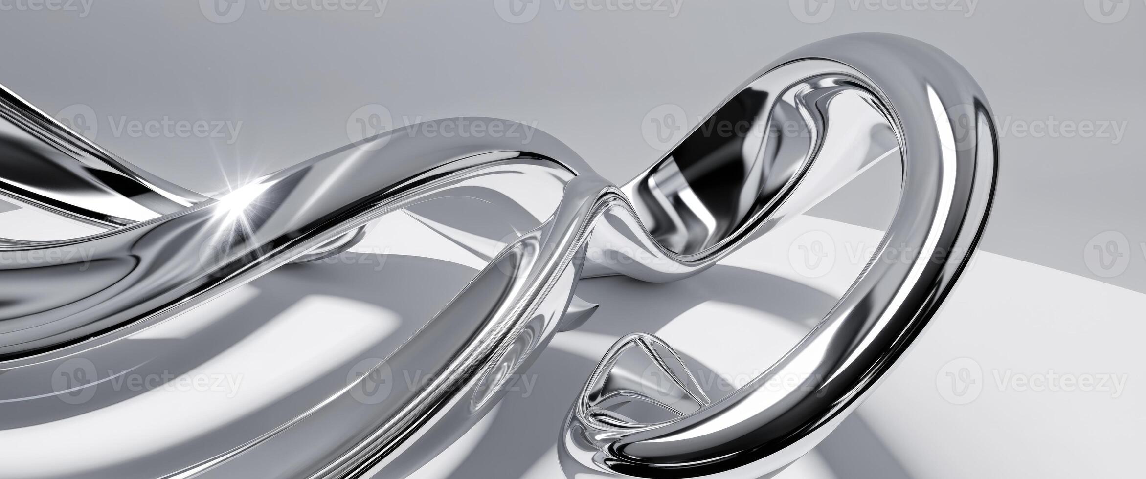 Metallic curves create dynamic surface reflecting light and shadows photo