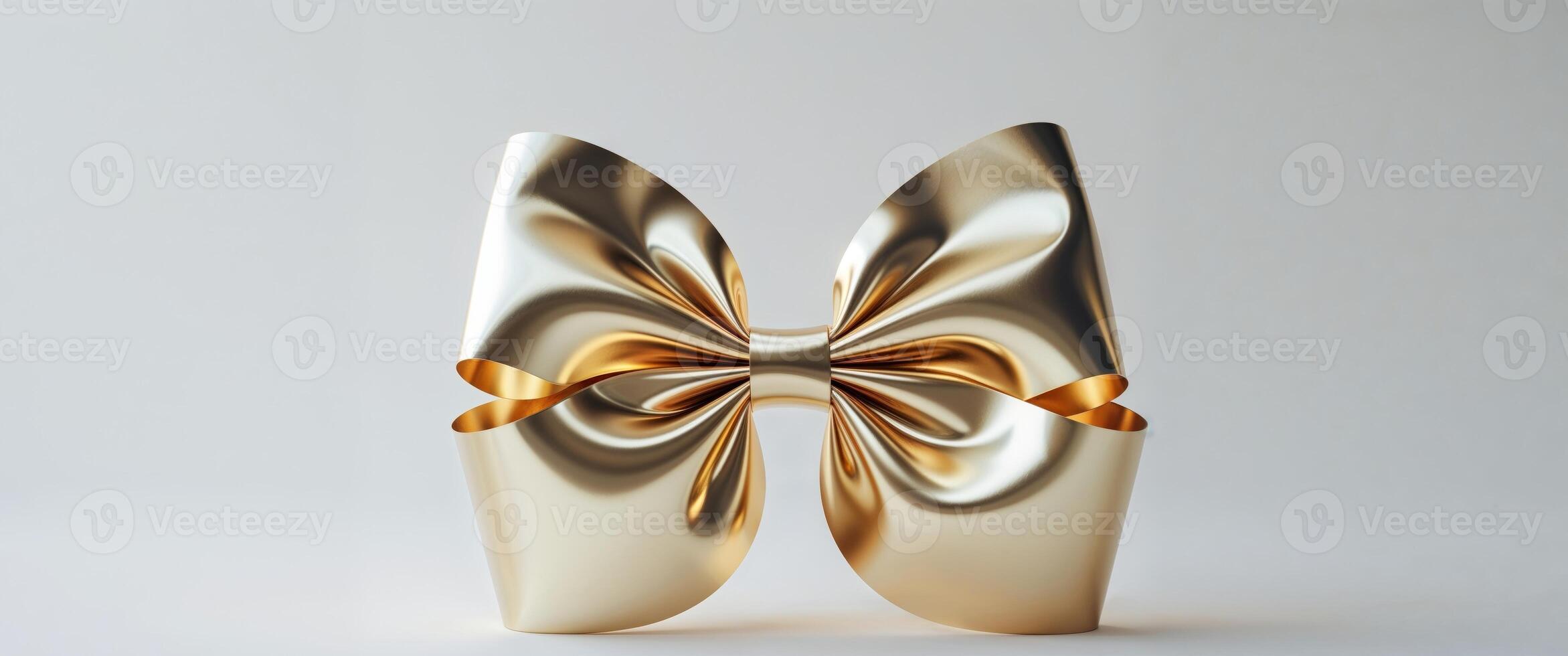 Big shiny gold bow with clipping path included. photo