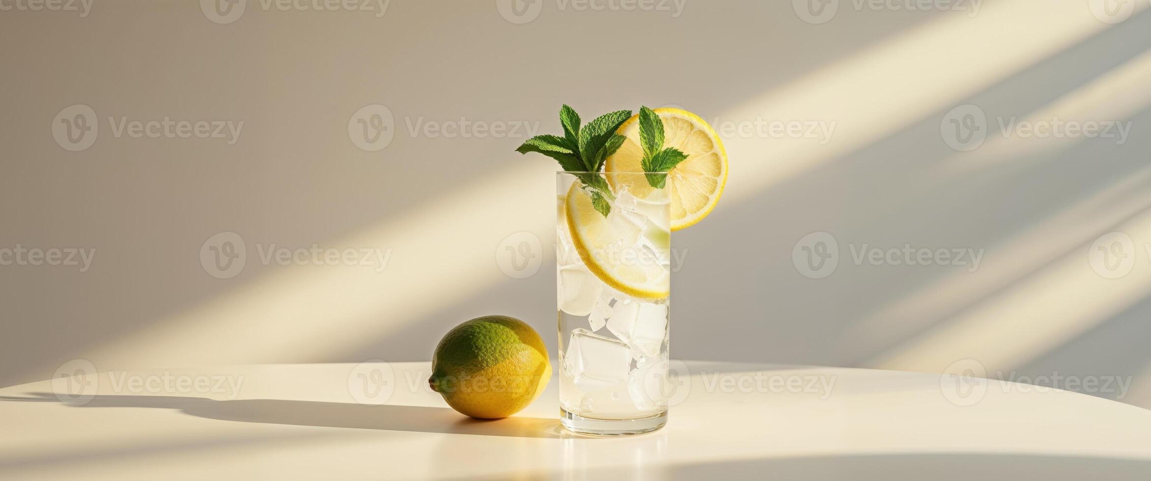 Refreshing Coconut Lemonade with Fresh Citrus and Ice for Summer Relaxation photo