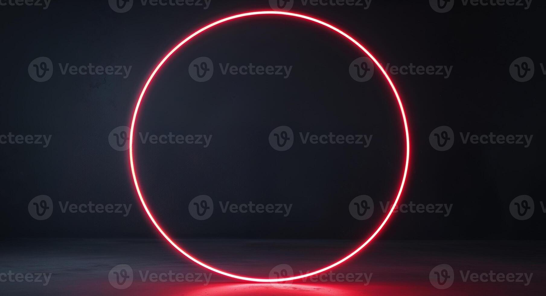 Glowing Red Neon Circle on Dark Background for Creative Projects photo