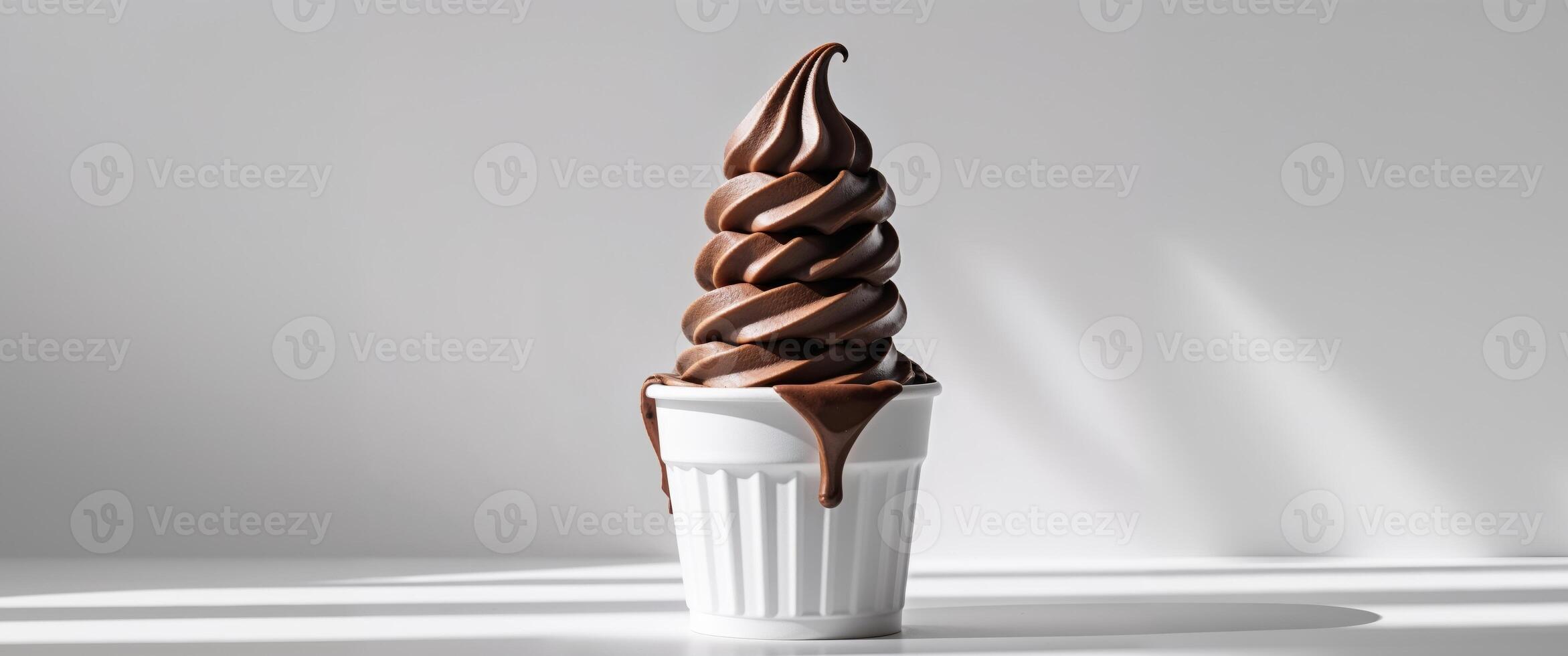 Delicious Chocolate Soft Serve Ice Cream in a Disposable Cup photo