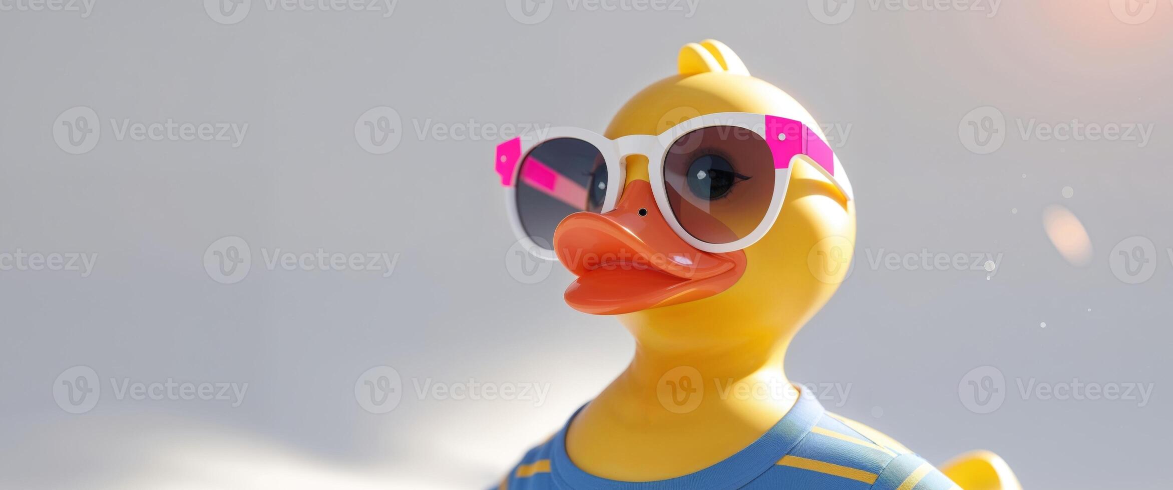 Stylish Rubber Duck in Sunglasses and Striped Shirt photo
