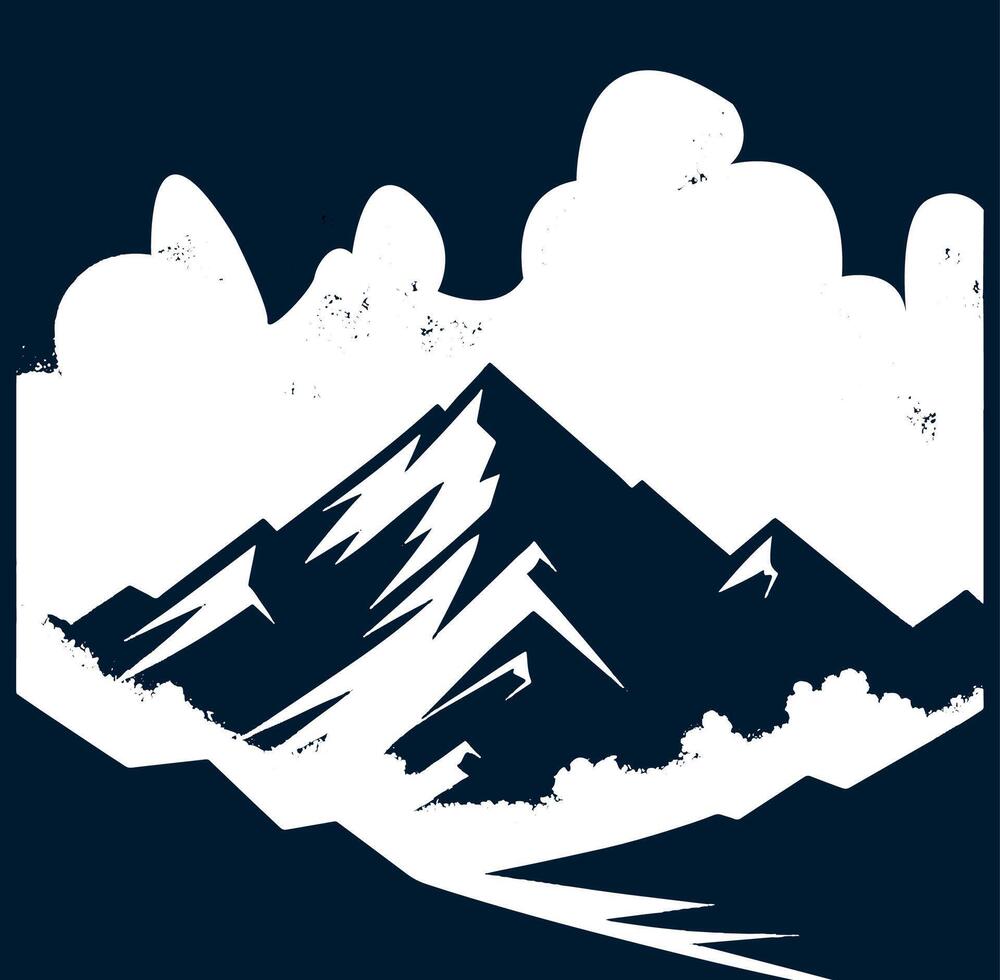 A mountain landscape with a road and trees vector