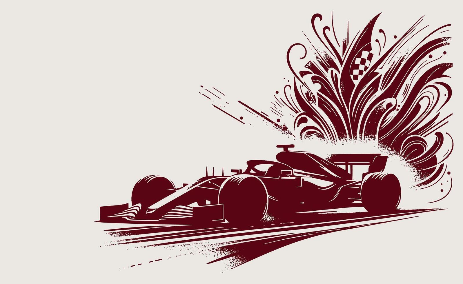 A racing car is shown in a stylized. vector