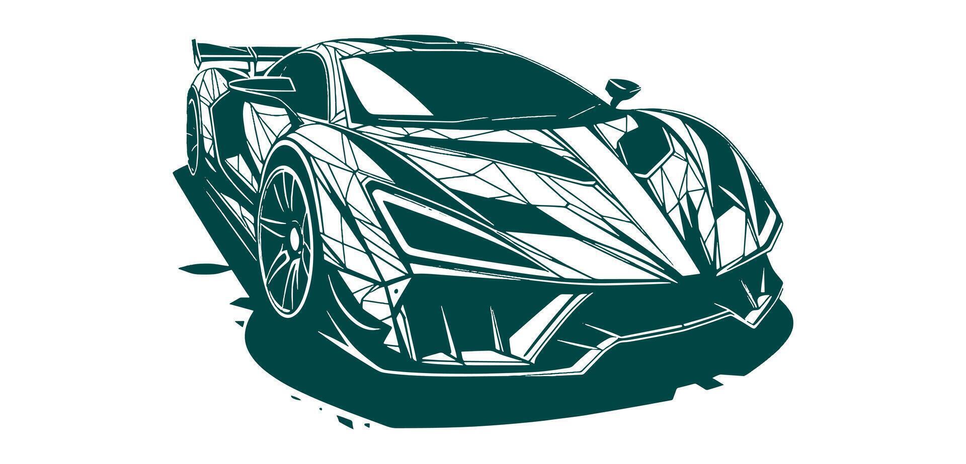 A drawing of a modern racing car on a white background vector