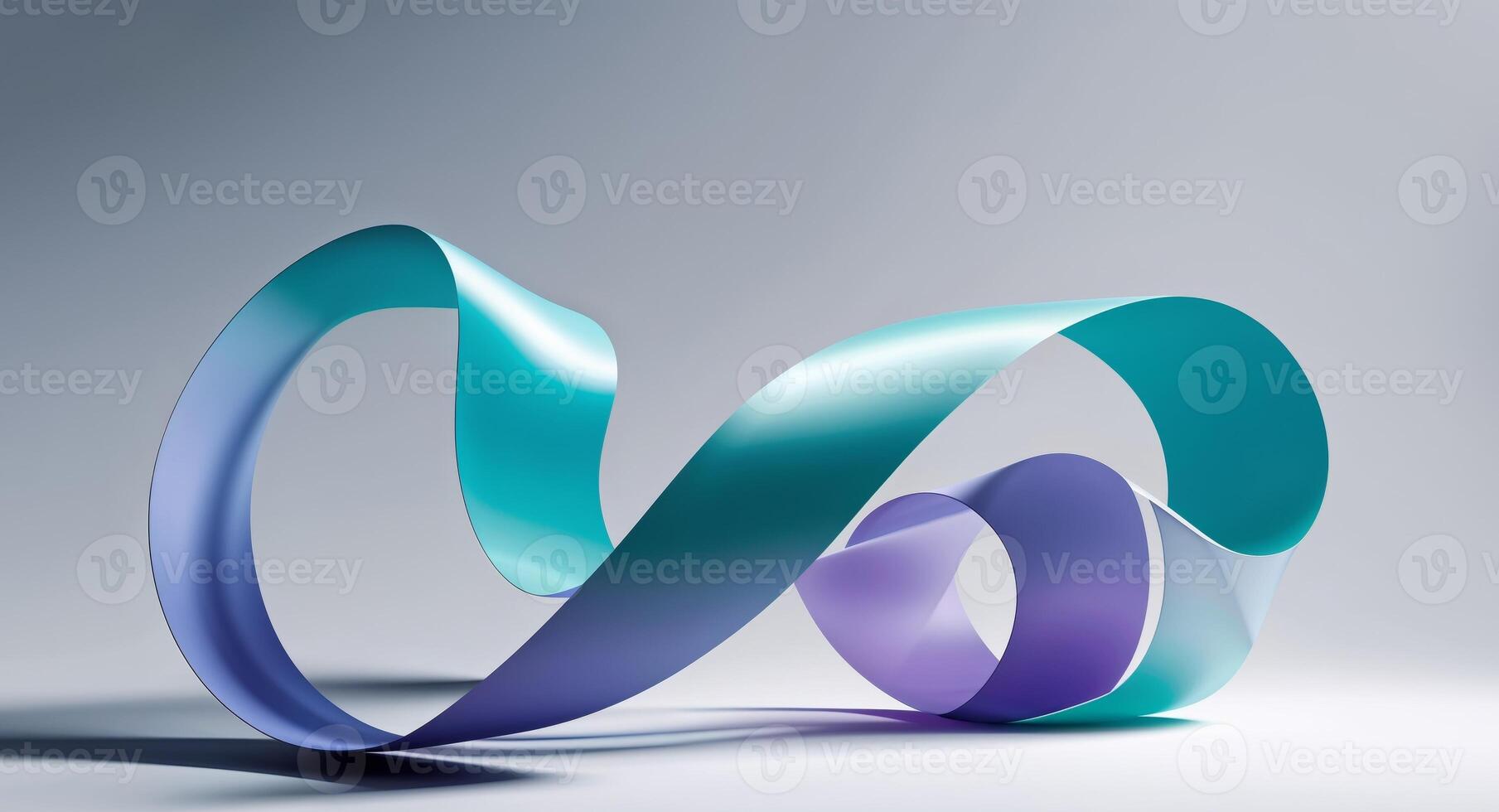 Abstract flowing ribbon of blue teal and lavender hues photo