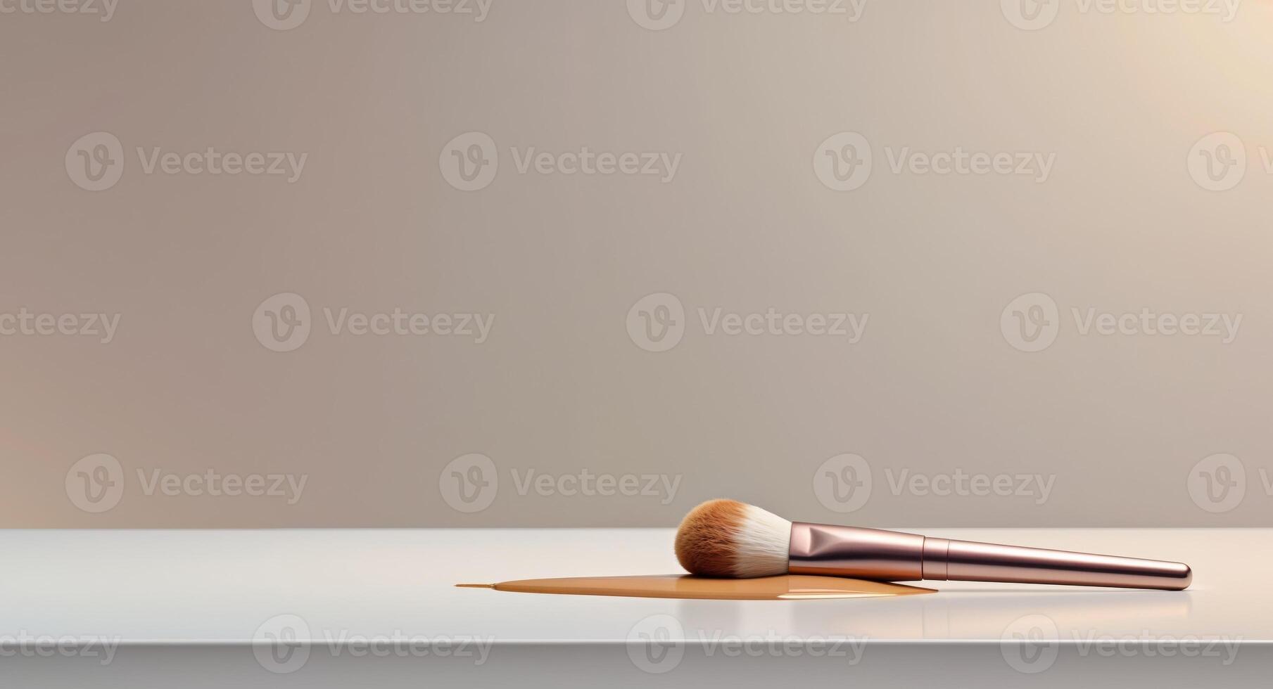 Makeup brush with foundation on a surface highlighting rich color and sleek design. photo