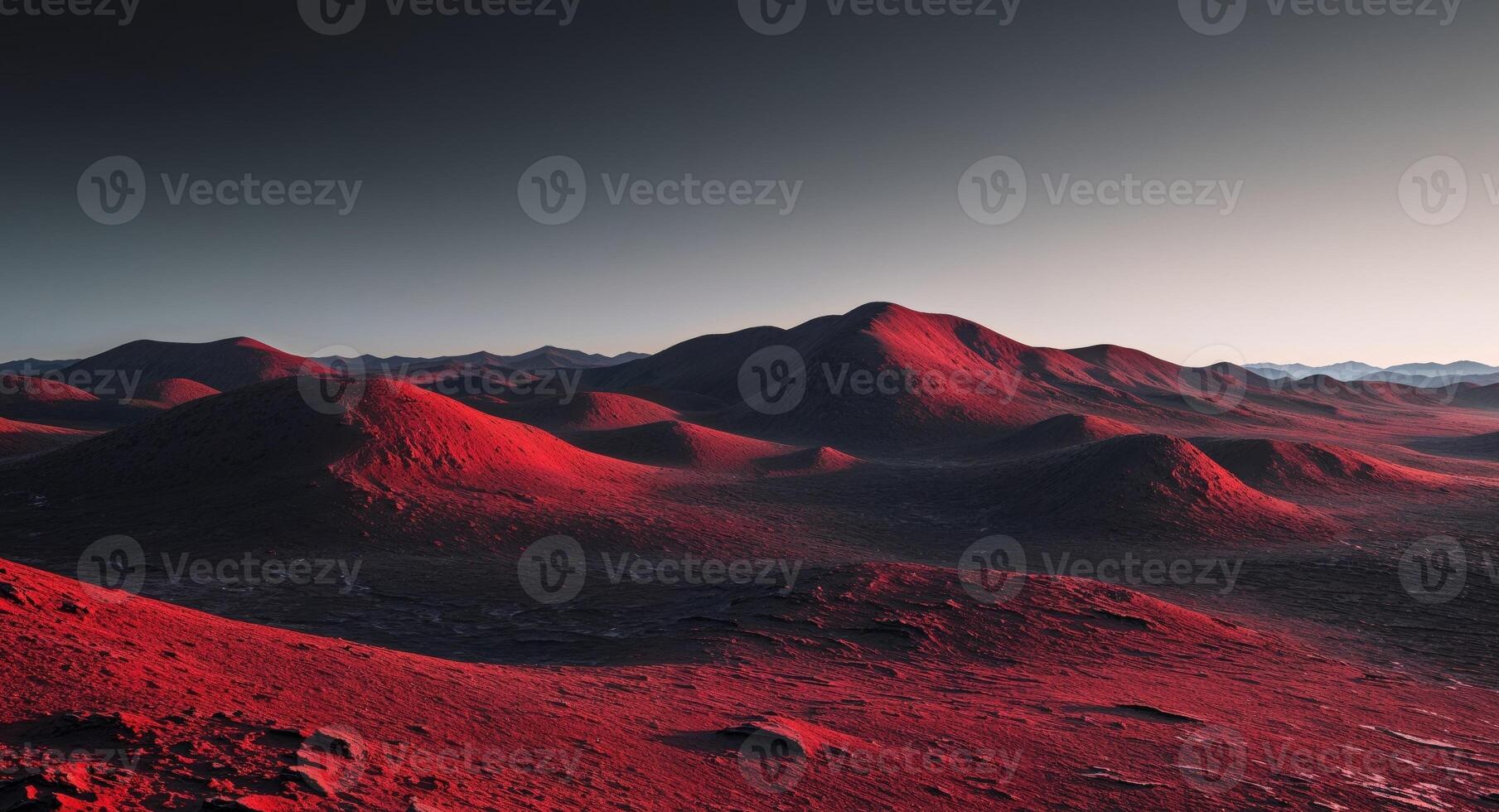 A red landscape with mountains and hills photo