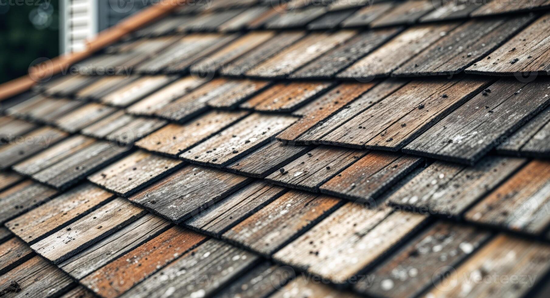 Wood shingles on a roof photo
