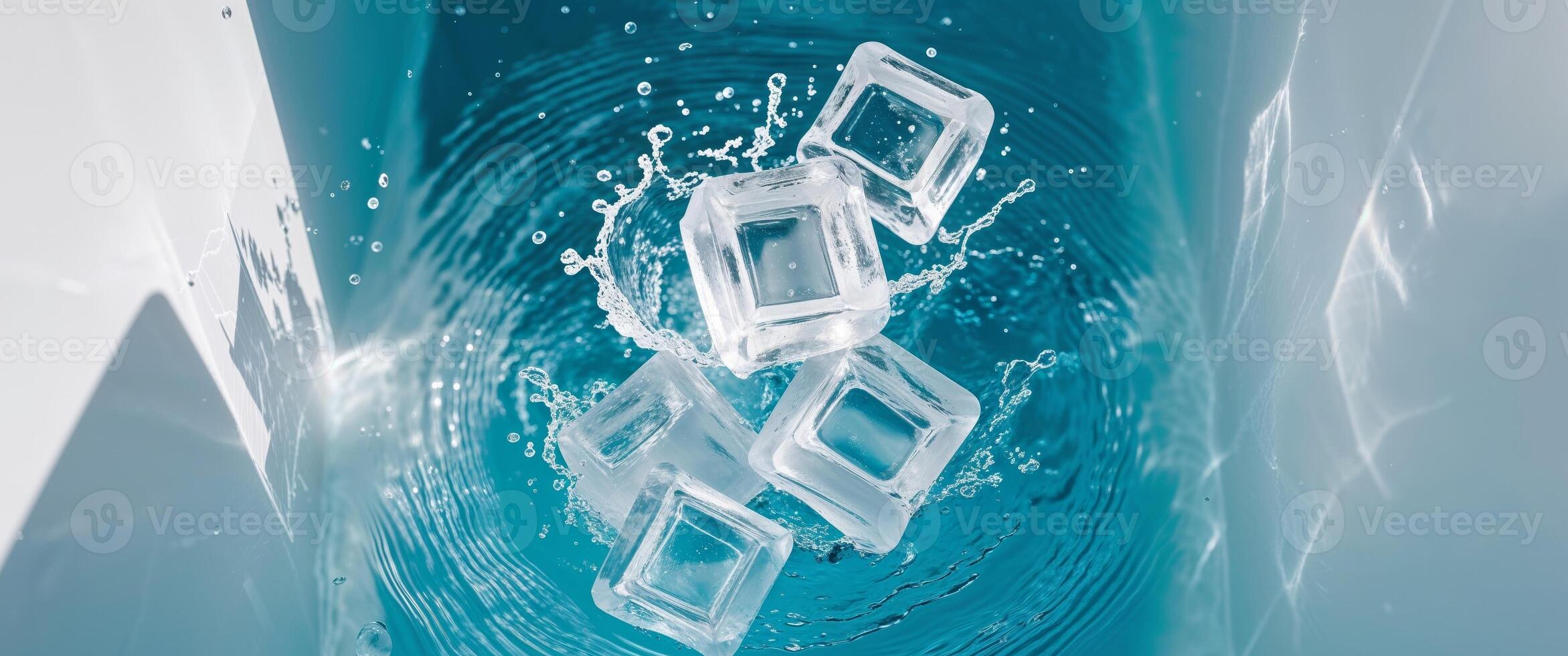 Ice cubes floating in water photo