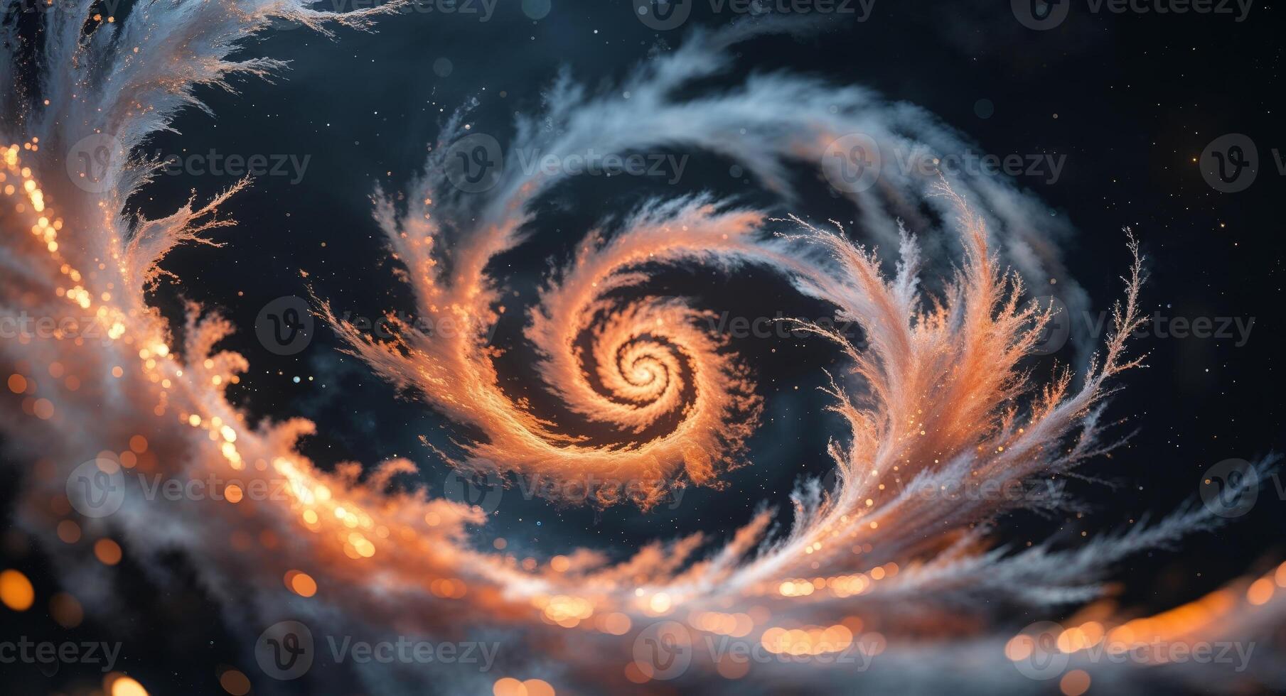 A spiral is shown in the dark with light coming from it photo