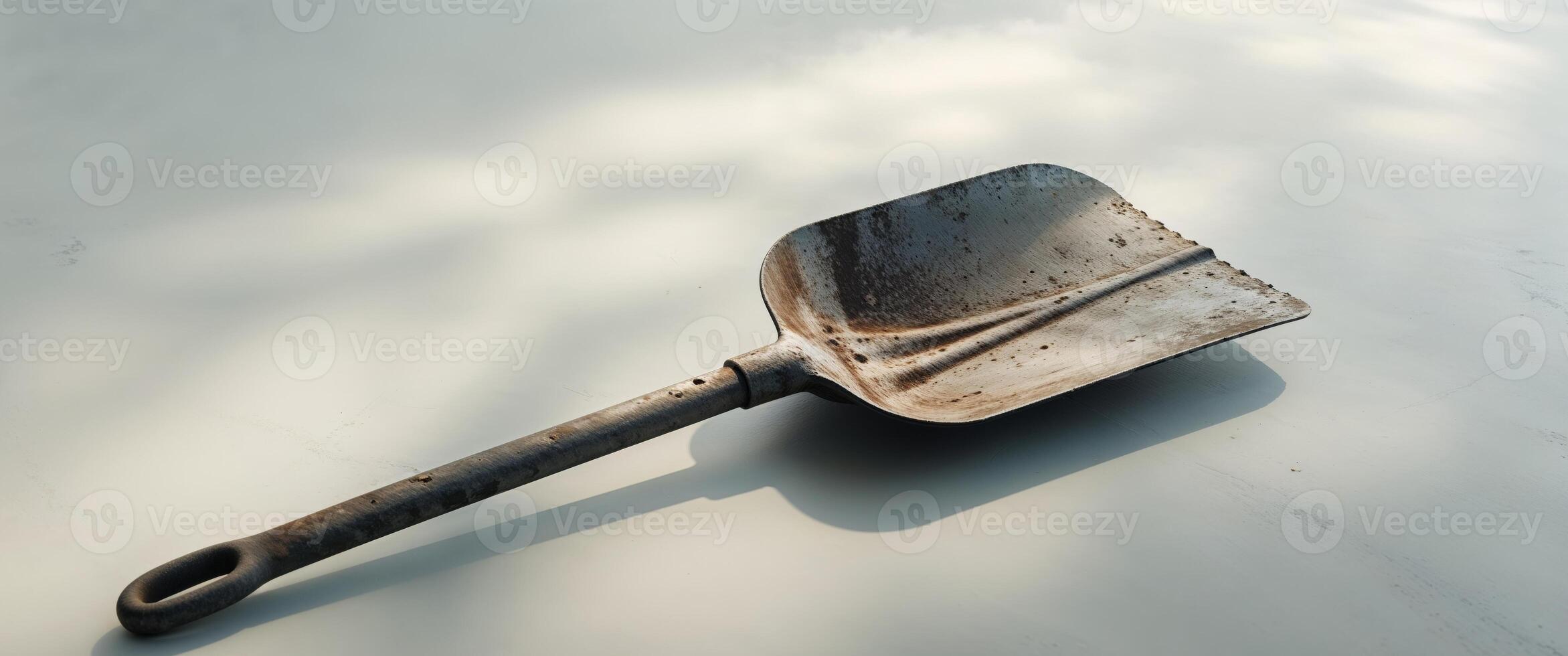 Old shovel on white surface photo