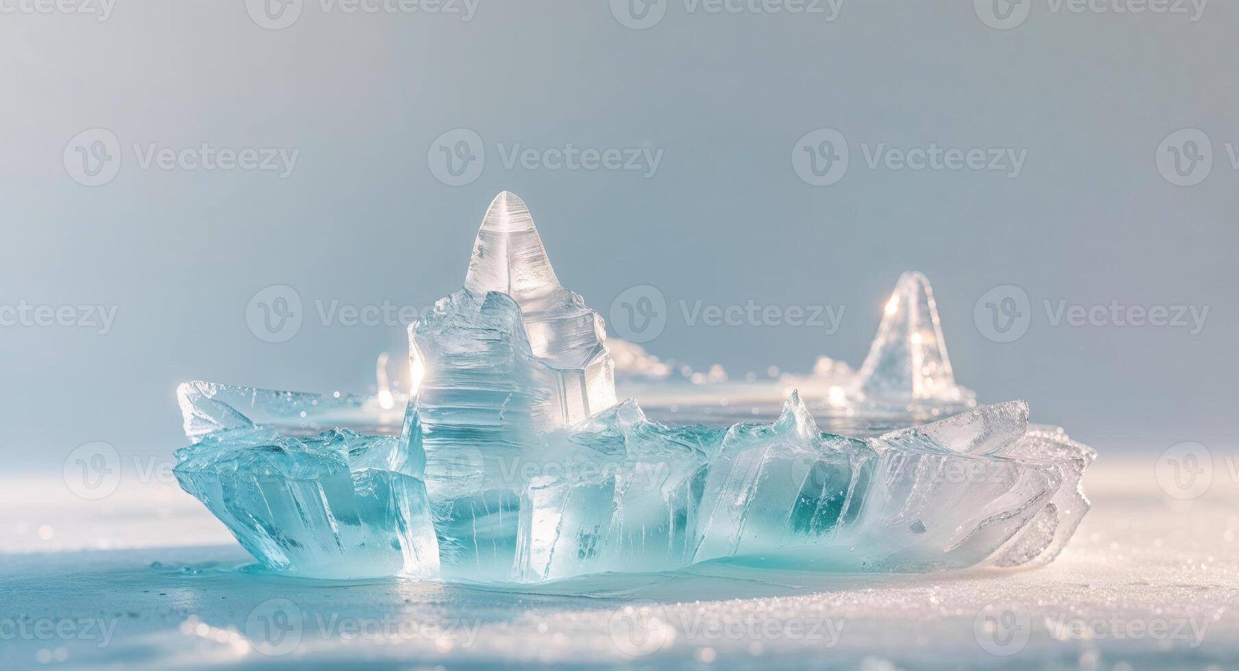 Sculpted Ice Formation with Light Refraction photo