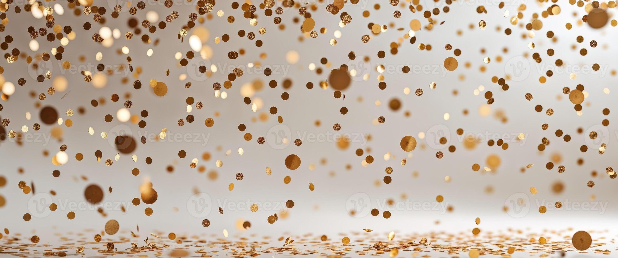 Abstract Gold Circle Confetti Falling Background. photo