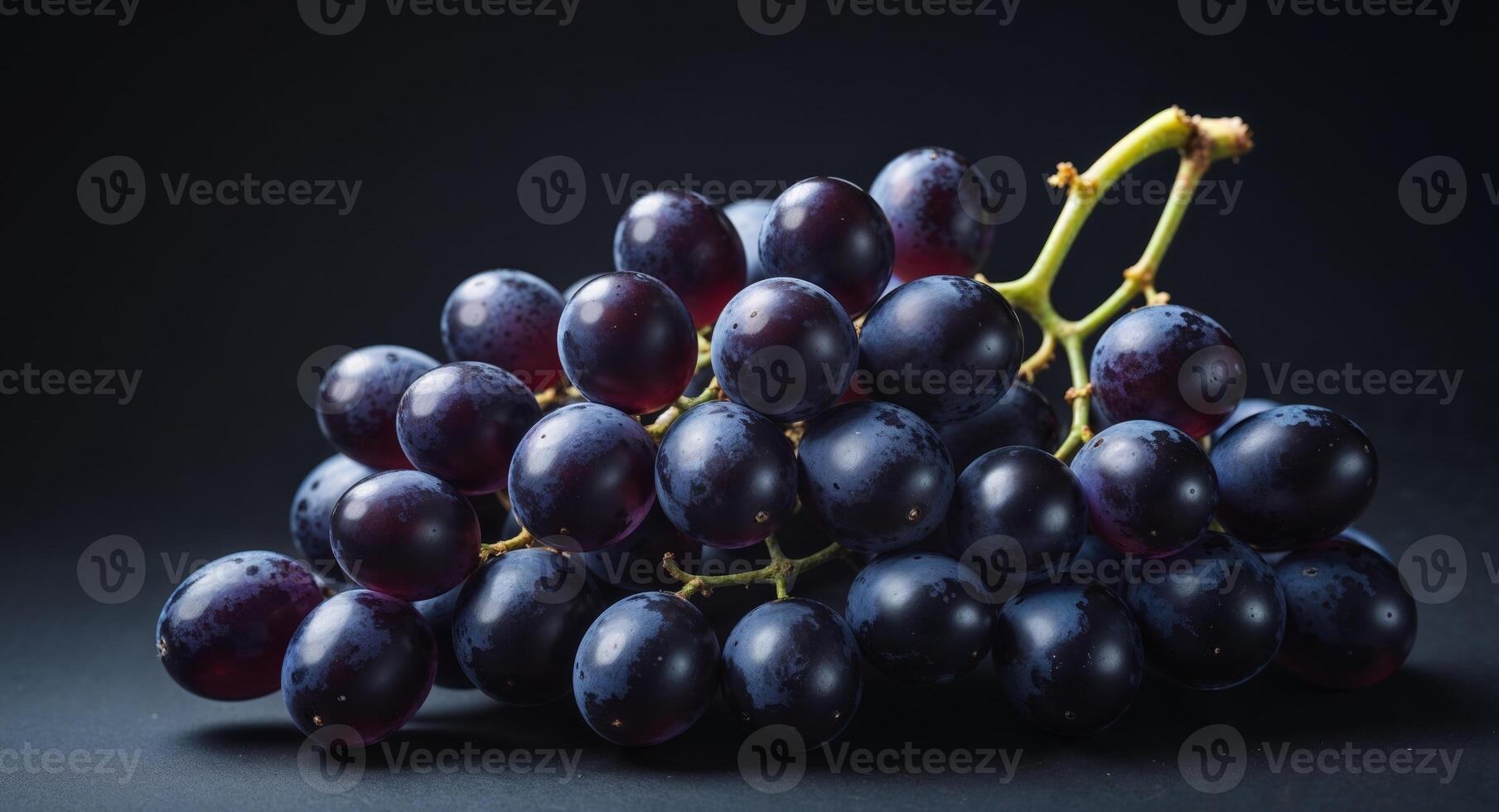 dark grape ripe grapes black background. photo