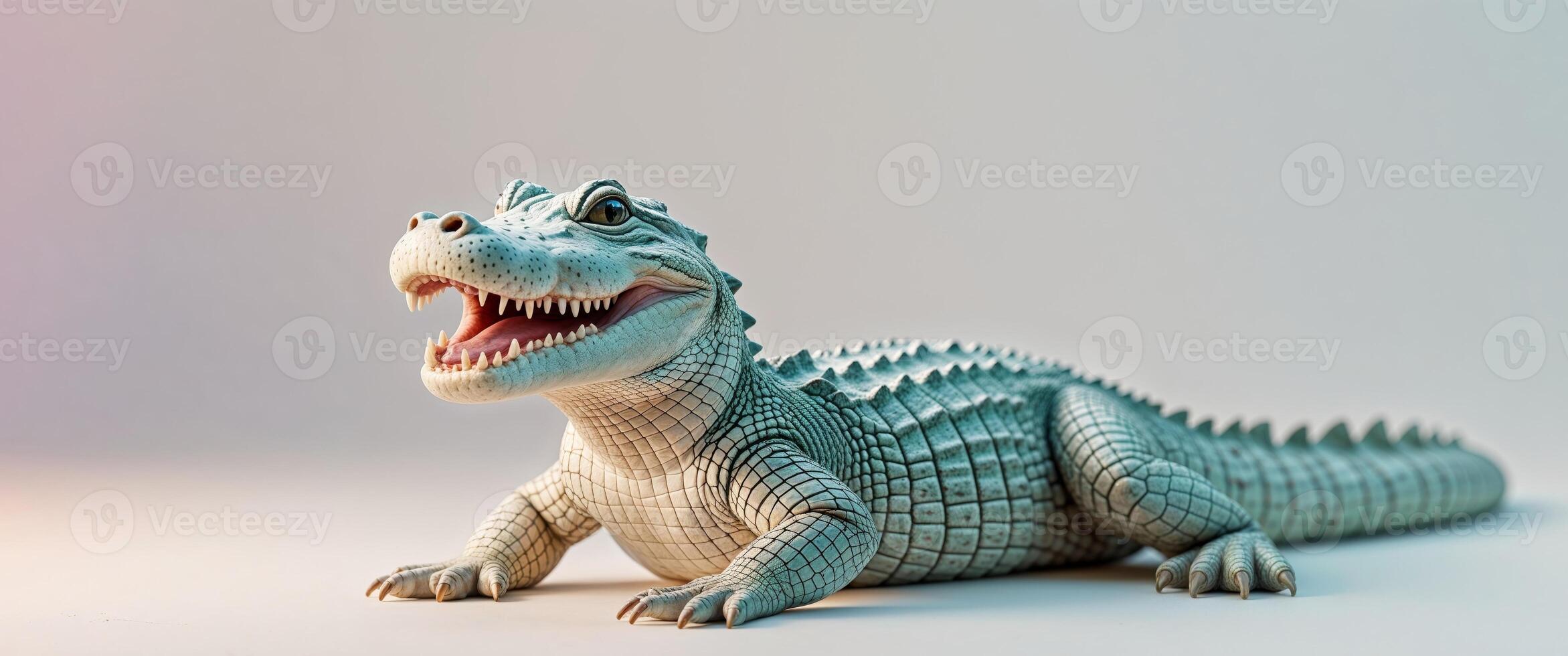 A toy alligator sitting on a table photo