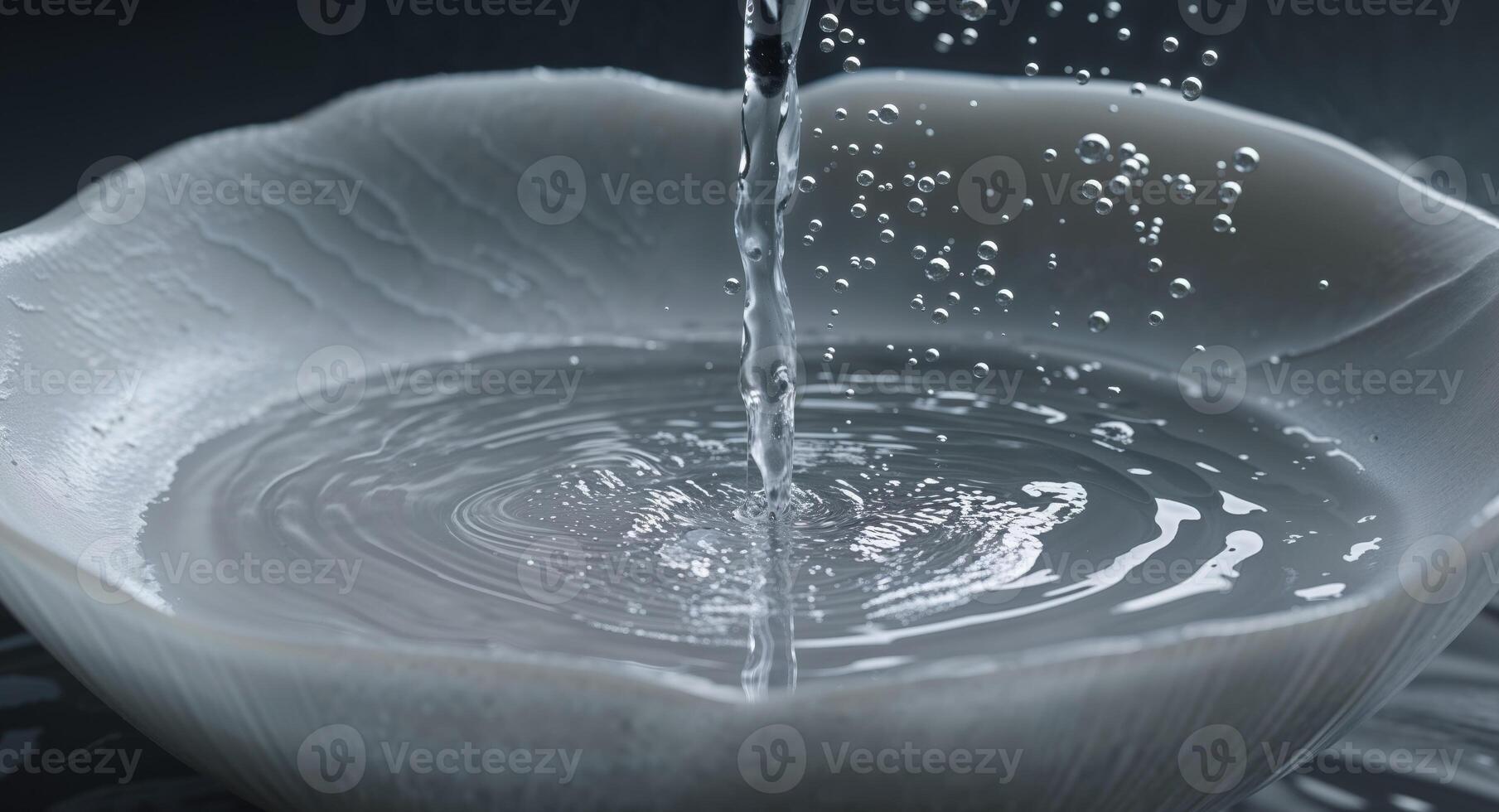 A close up of a bowl of water with water splashing photo