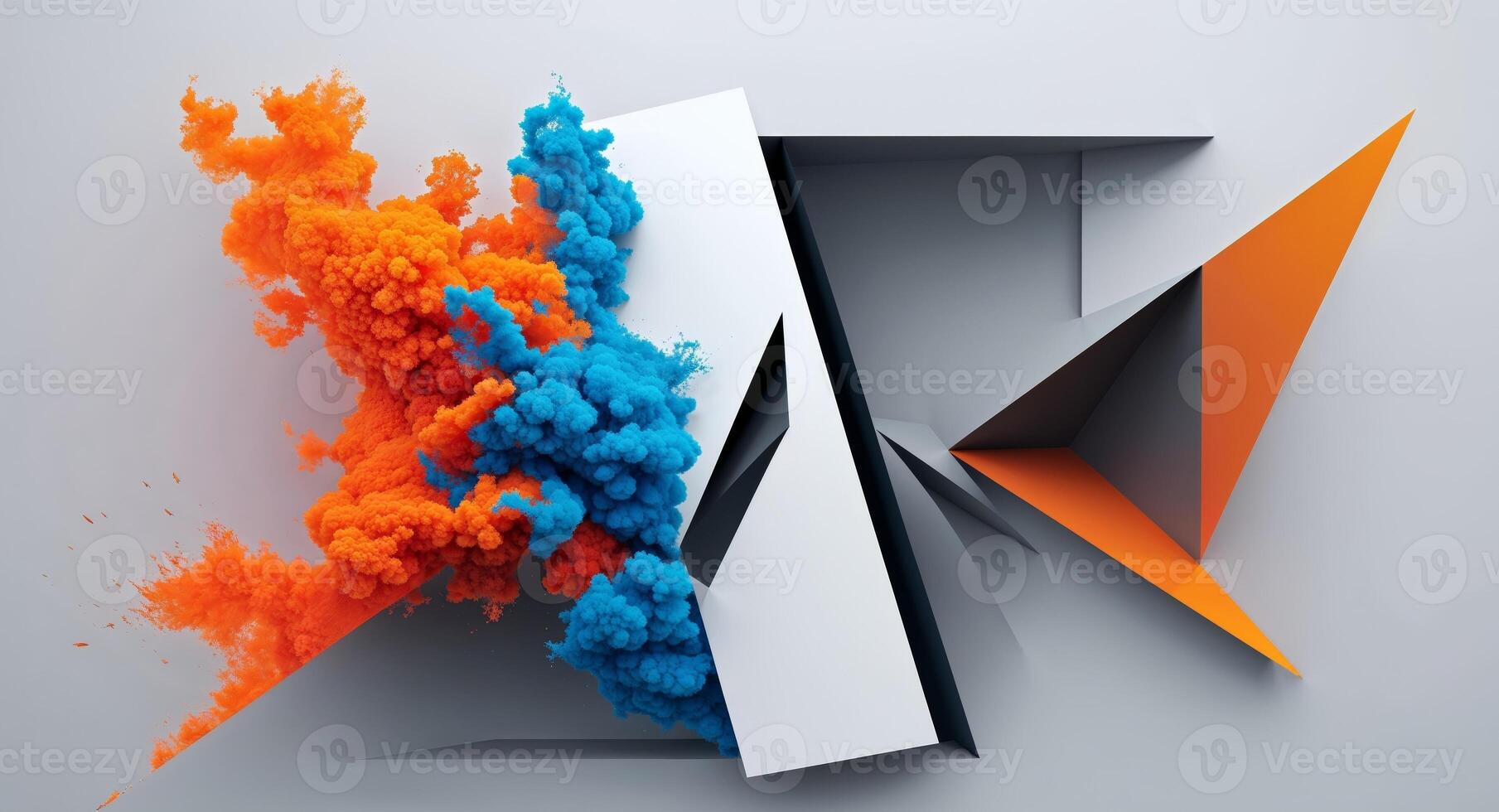 An abstract design with orange and blue colors photo