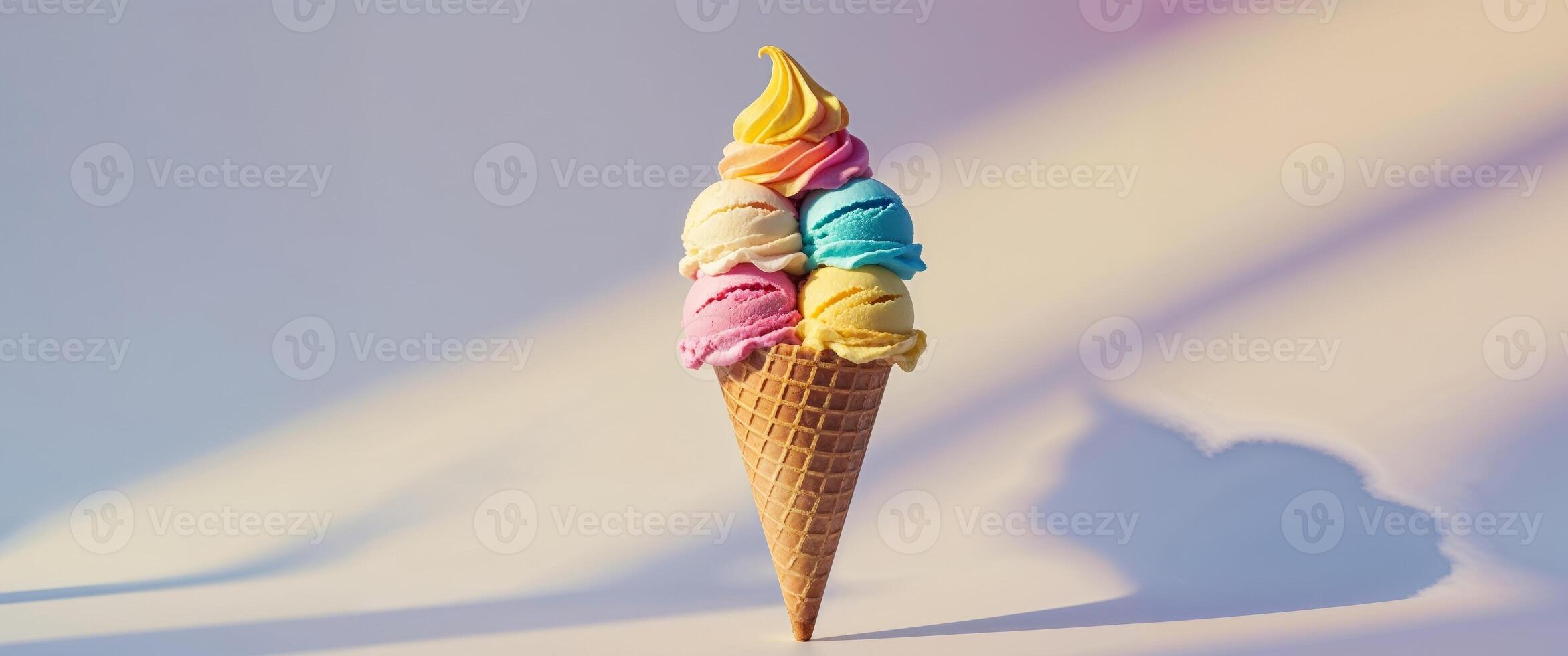 Ice Cream Cone with Colorful Scoops - Summer Sweetness photo