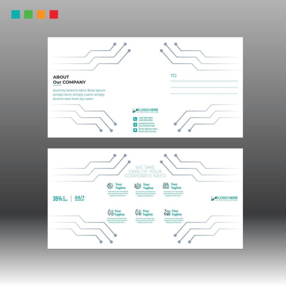Postcard Design with backside vector