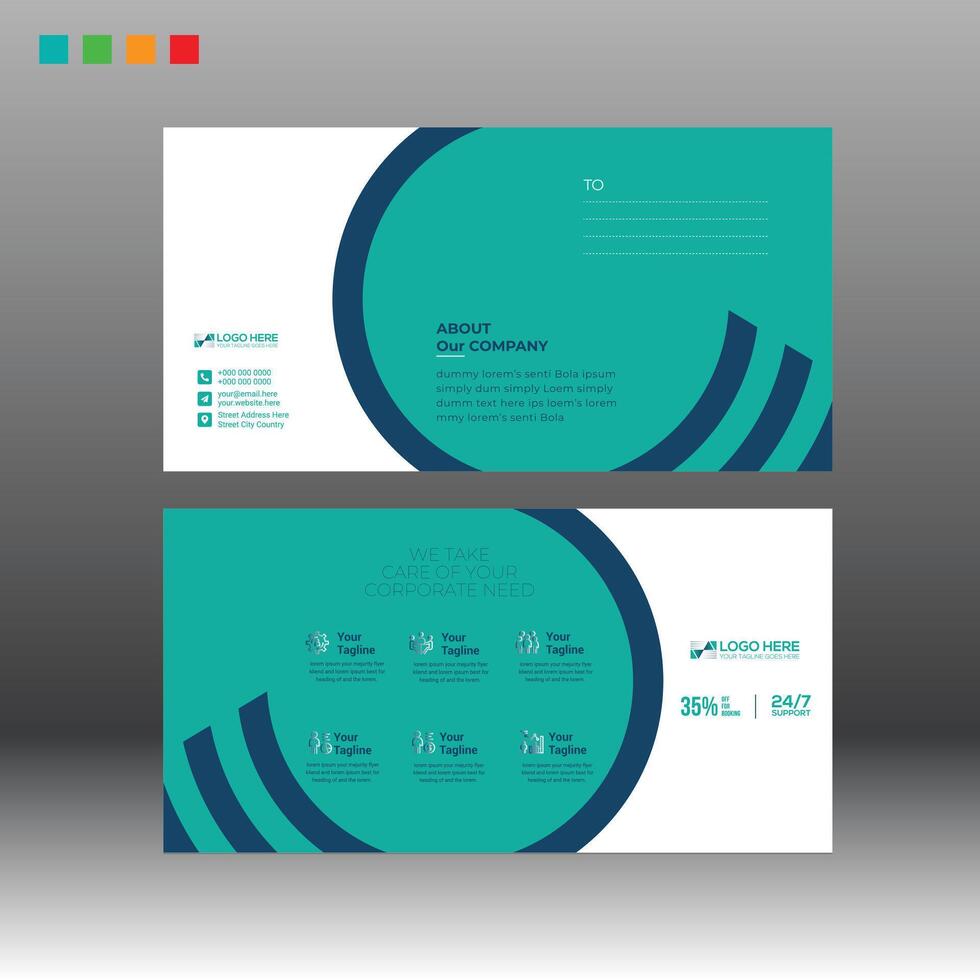 Cyan Postcard for any best use vector
