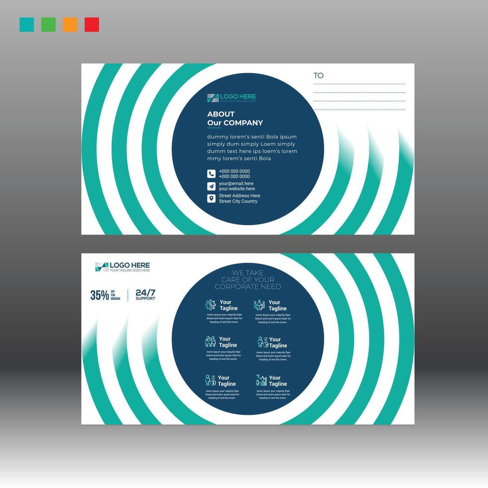 Postcard Design with blue and more color vector