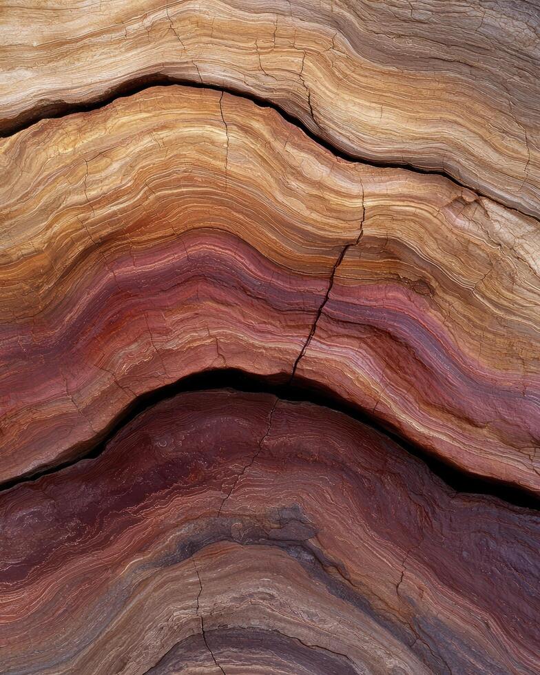 Abstract cross section of a tree trunk showing growth rings and cracks photo