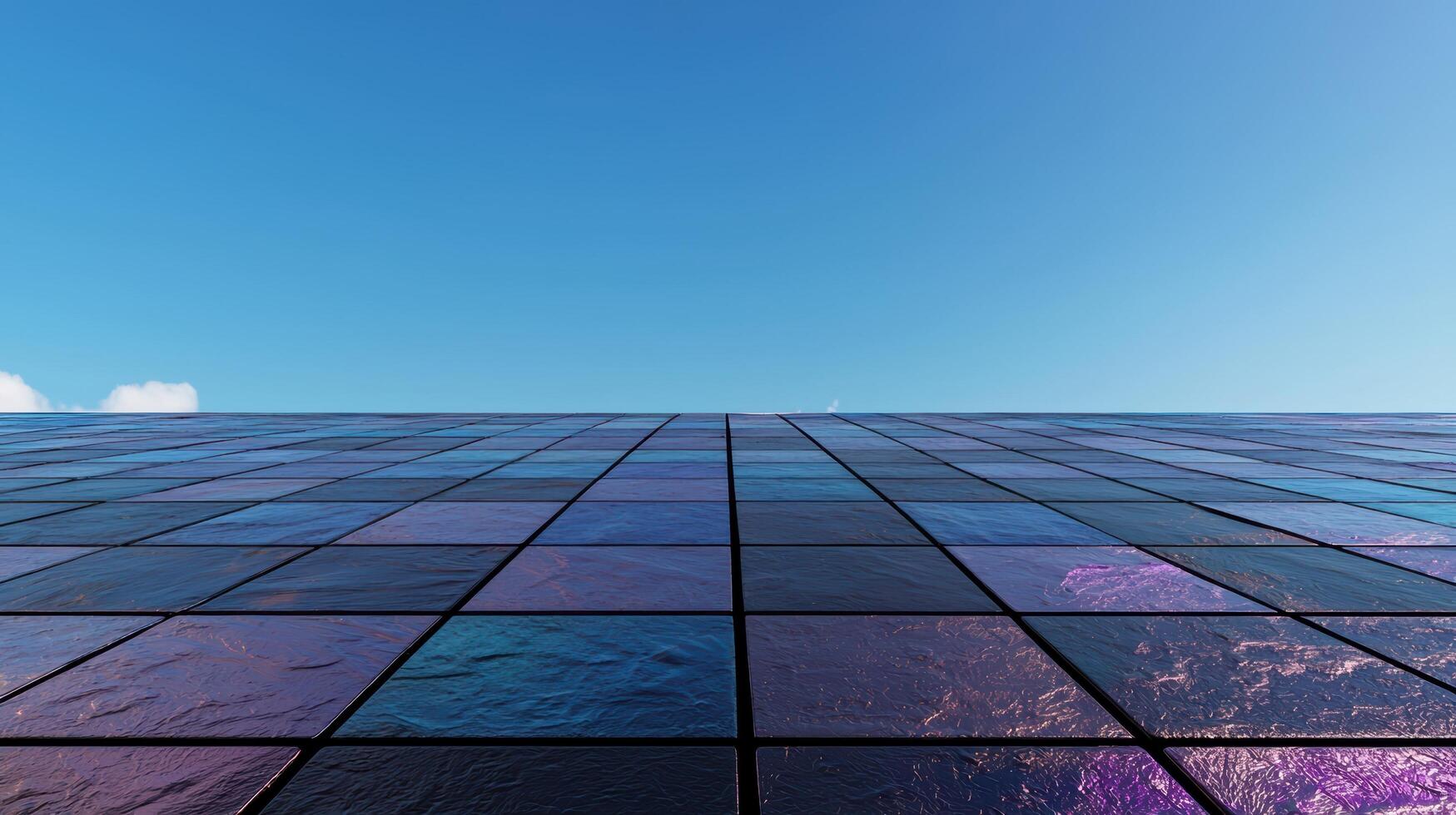 Abstract tiled surface under a blue sky photo