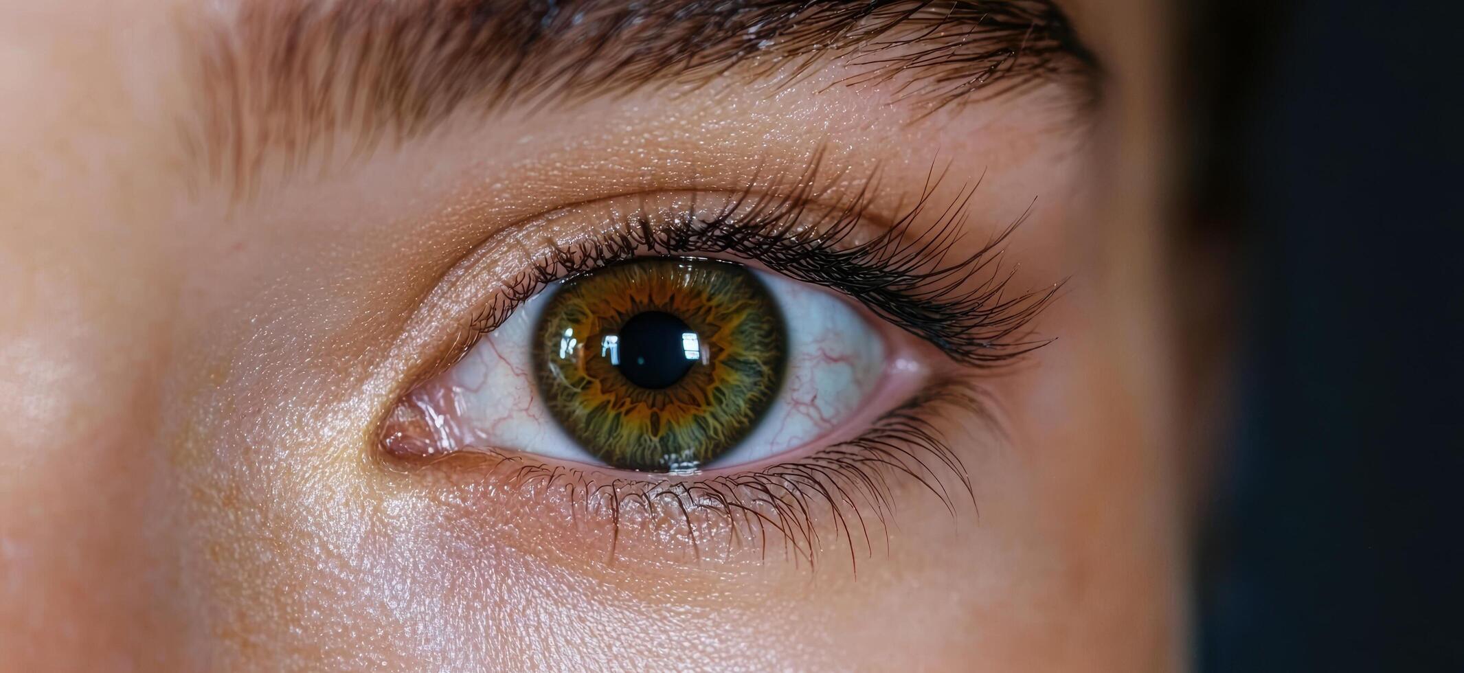Close up of a human eye with a hazel iris. photo