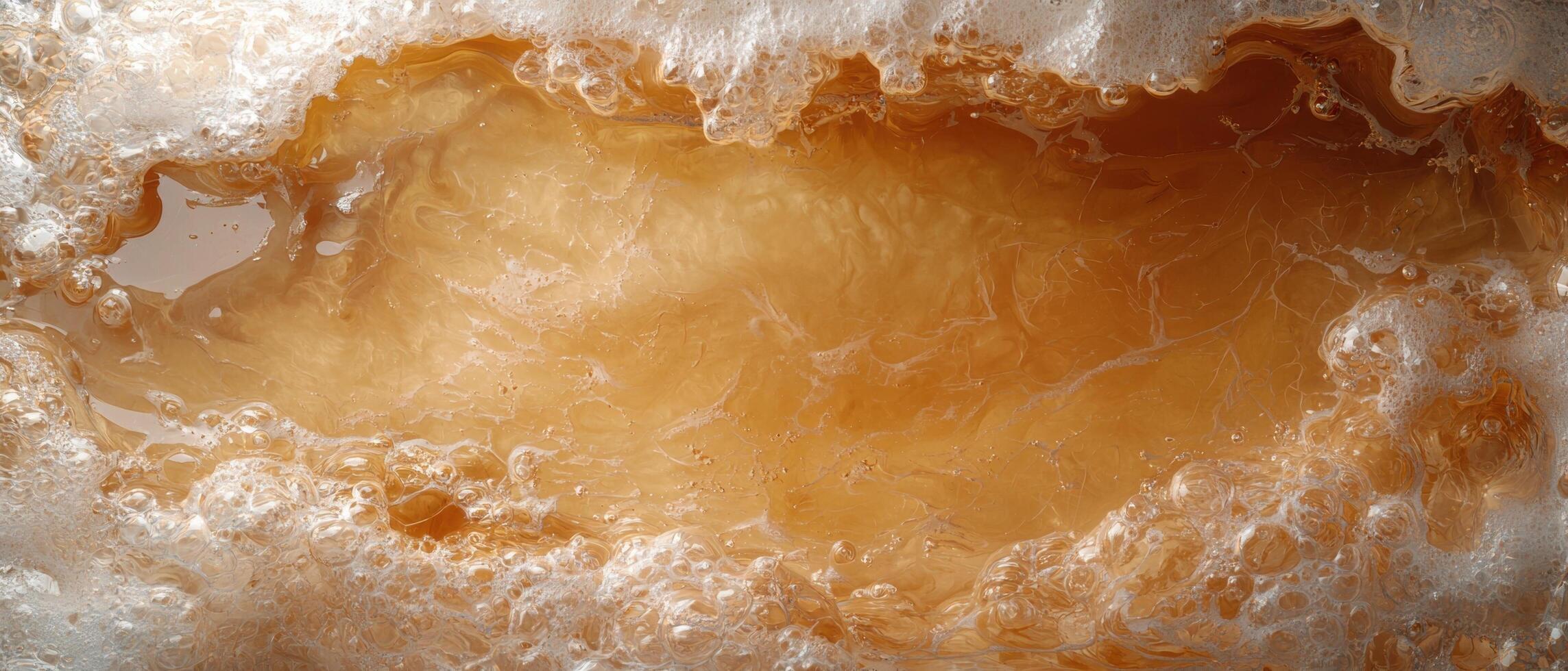 Close up of frothy amber liquid photo