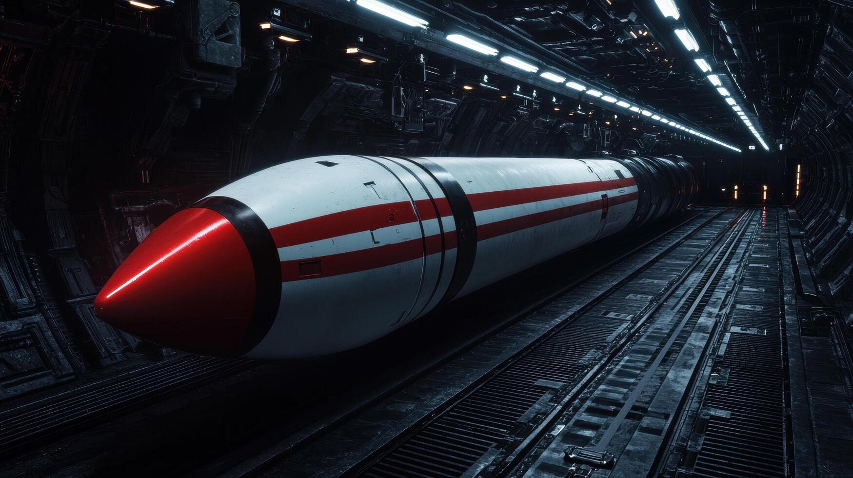 A futuristic missile in a tunnel photo