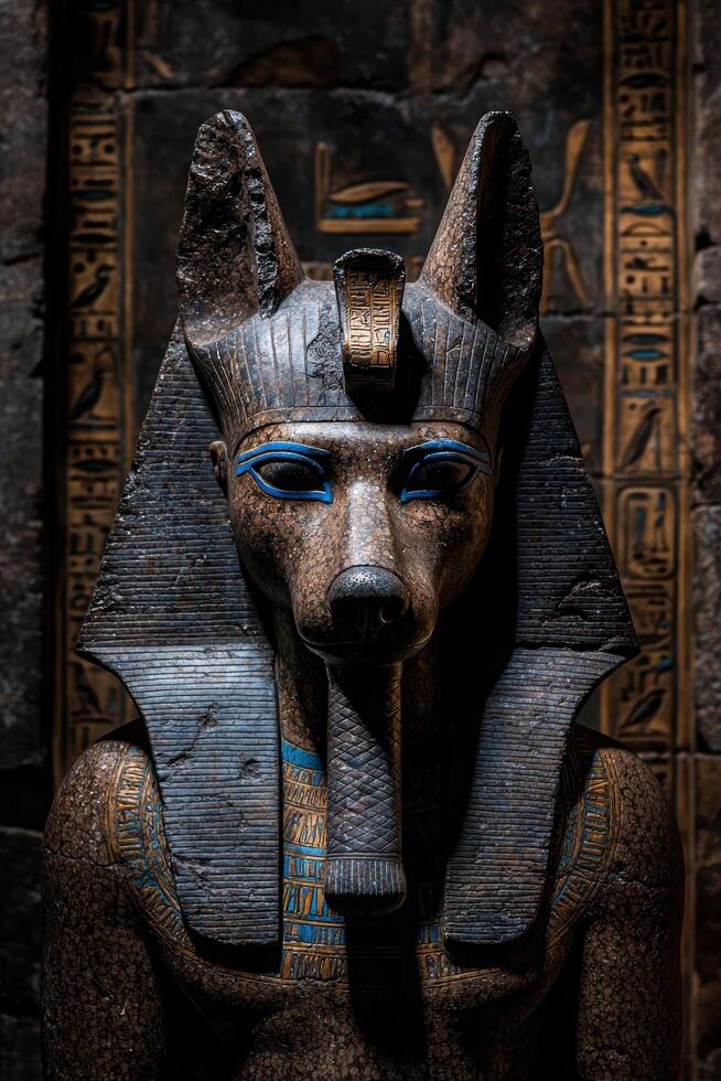 Ancient statue of Anubis, the Egyptian god of the afterlife photo